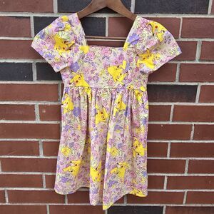 Girls Pokemon Dress Size 8 Medium Pikachu 100% Cotton Colorful Print